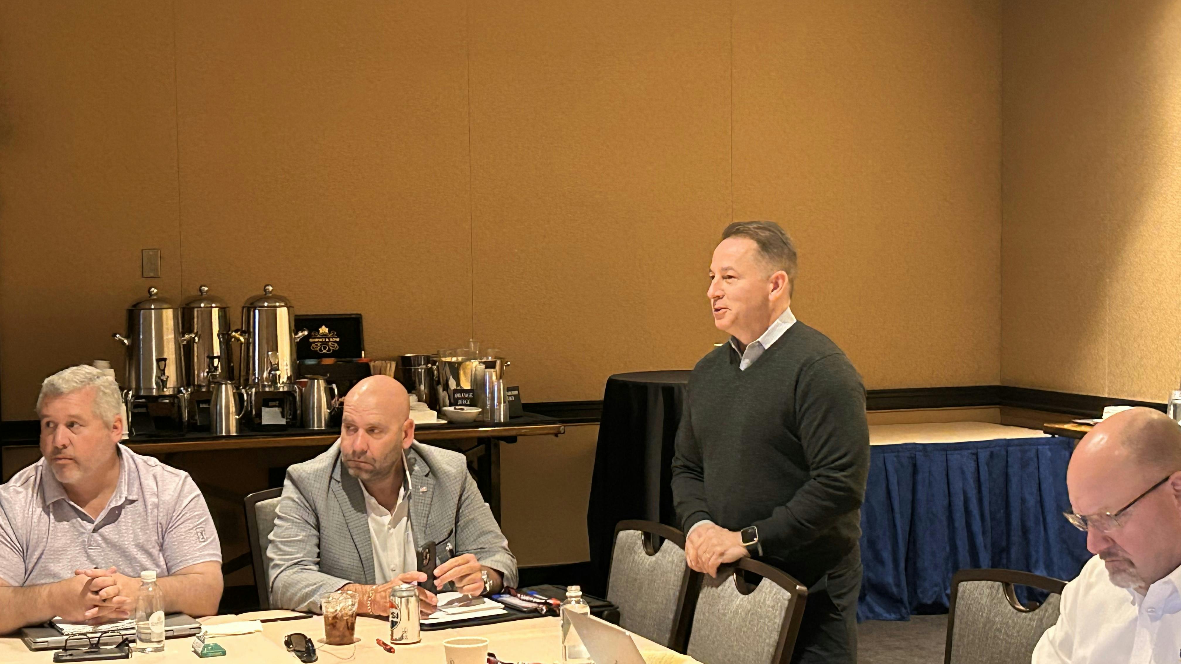 David Stevens, managing director of TRIB, provides an update on the group's advocacy work during the annual members meeting.