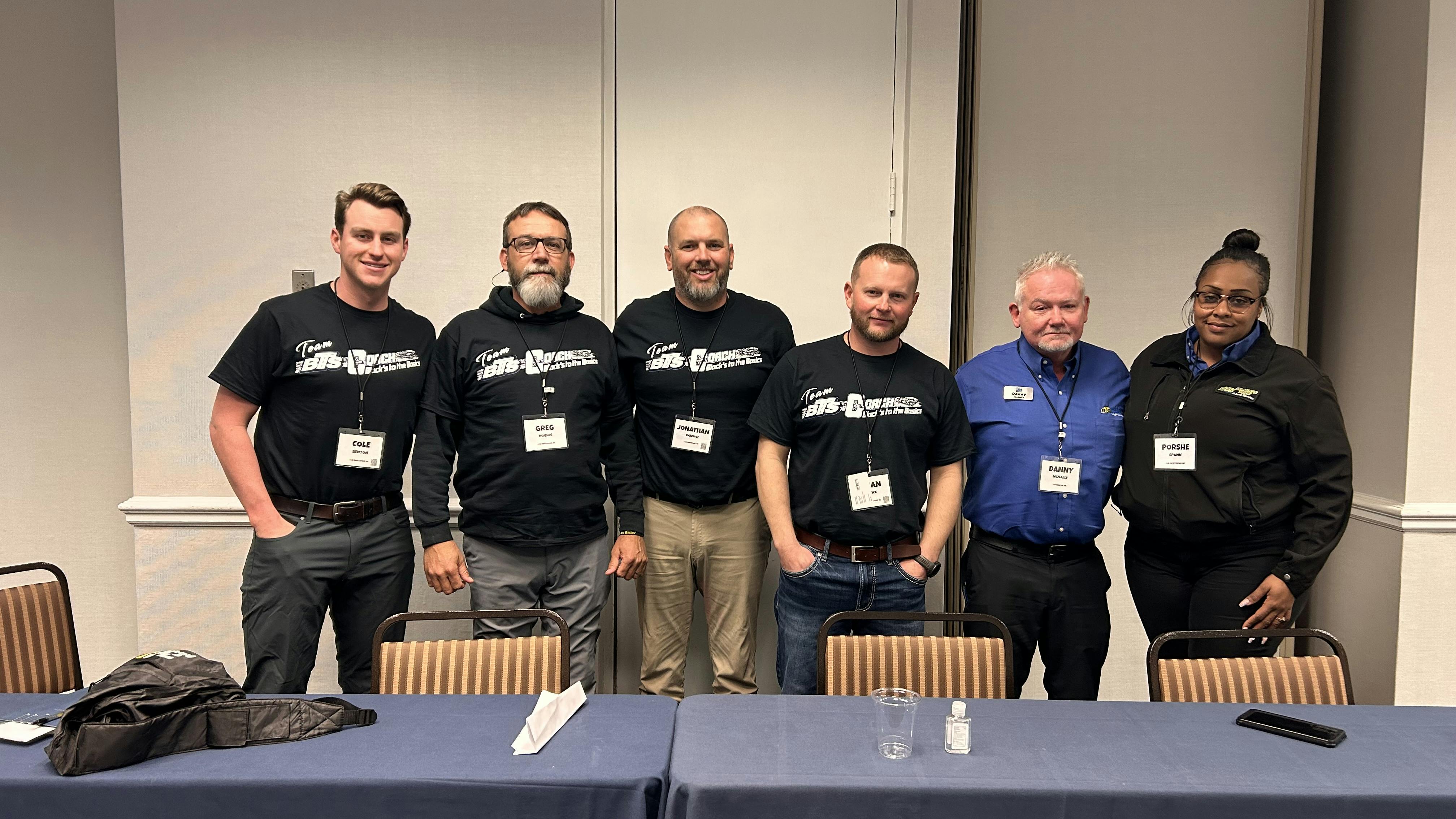 Managers from Black&rsquo;s Tire Service Inc., sat down with MTD to talk about how employees, customers and the tire industry have changed through the years. (From left to right: Cole Benton, who works in retail management and business analytics at the dealership; Greg Nobles, coastal regional manager; Jonathan Ransom, central regional manager; Brian Pierce, manager of the company&rsquo;s Myrtle Beach, S.C., area; Danny McNally, retail store manager in Clinton, N.C.; and Porsche Spann, retail store manager in Fayetteville, N.C.)