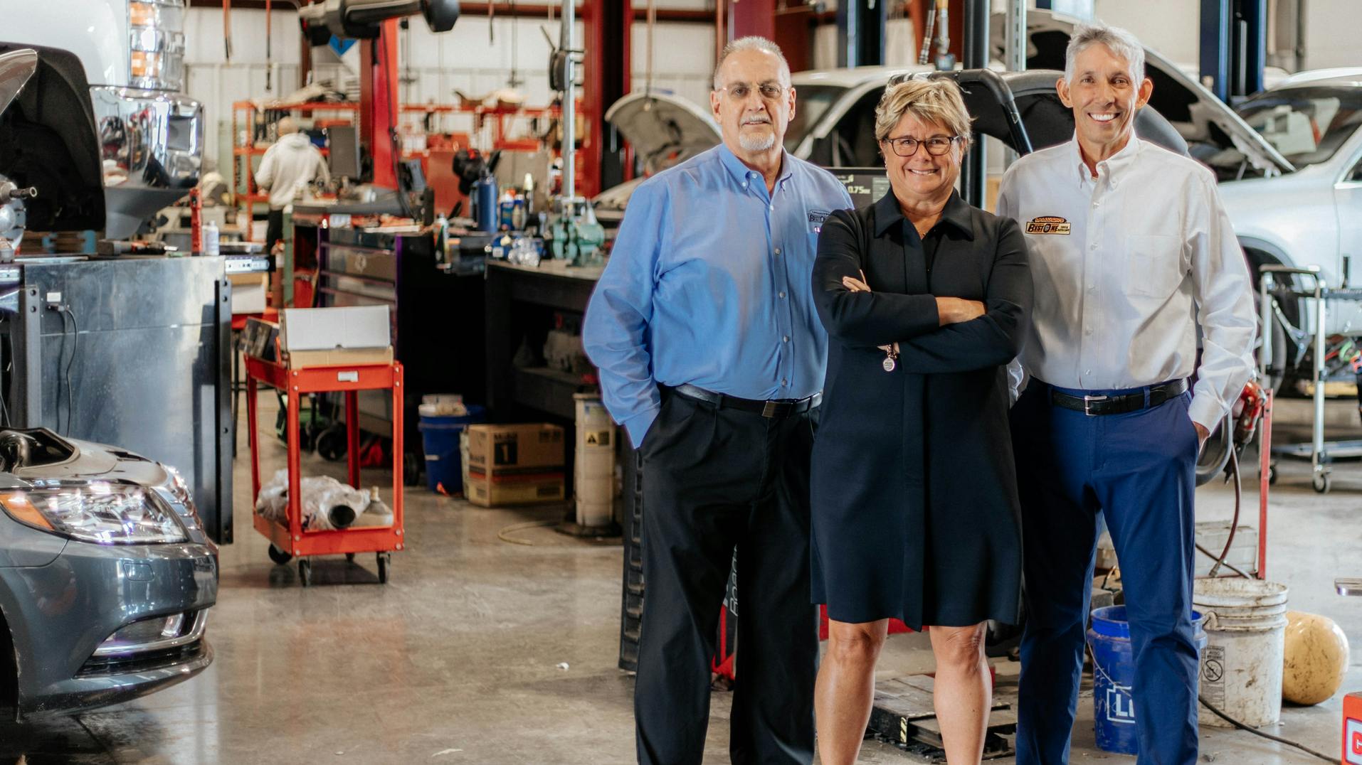 It&rsquo;s important to follow a well-defined process when on-boarding acquired employees, according to Kim McMahon of McMahon&rsquo;s Best-One Tire (with partners, Randy Geyer, left, and Bubba McMahon.)