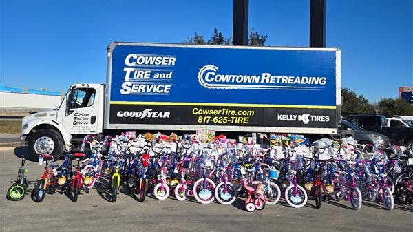 Kevin Davis, owner of Cowser Tire and Service, says he was introduced to the tire industry at a very early age, which fueled his love for the market. (Pictured, Cowser Tire and Service's recent toy drive)