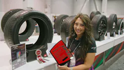 The N'Fera Sport was one of the many tires that Nexen showcased inside its SEMA Show booth. (Pictured, Theresa Kapper, Nexen's marketing director.) The N'Fera Sport was one of the many tires that Nexen showcased inside its SEMA Show booth. (Pictured, Theresa Kapper, Nexen's marketing director.)