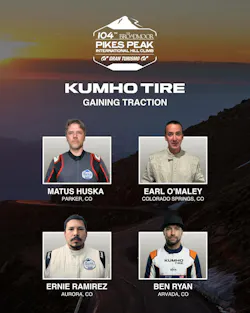 Matus Huska, Earl O’Maley, Ernie Ramirez and Ben Ryan, each based in Colorado, 'have demonstrated strong growth potential through exceptional skill, passion and a fearless approach to the unique demands of racing on America’s Mountain,' say Kumho officials. Matus Huska, Earl O’Maley, Ernie Ramirez and Ben Ryan, each based in Colorado, 'have demonstrated strong growth potential through exceptional skill, passion and a fearless approach to the unique demands of racing on America’s Mountain,' say Kumho officials.