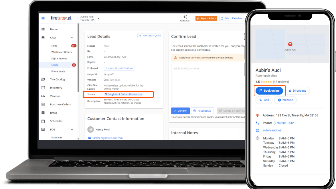 'This integration removes friction from the booking process and helps our dealers capture demand at the exact moment consumers are searching for their services,' says Jason Abrahams, founder and CEO of TireTutor.