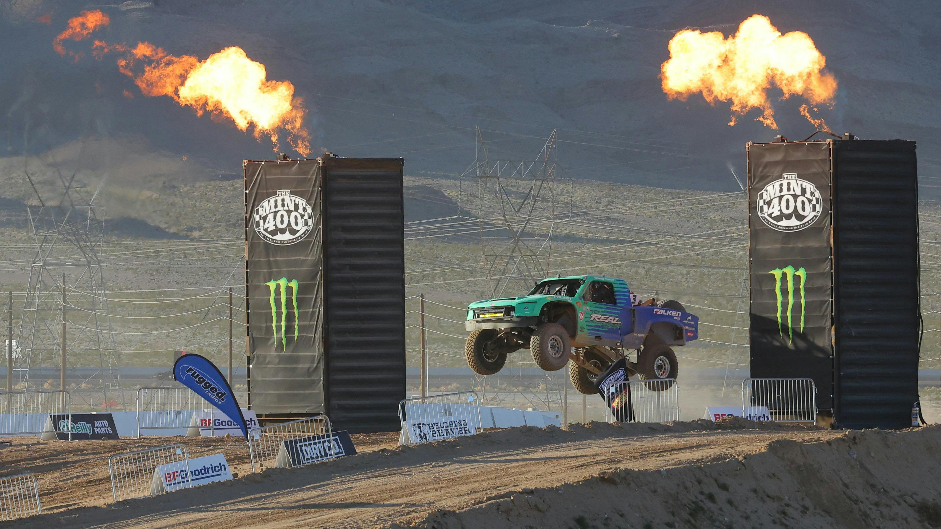 'Piloting the Falken Teal and Blue 4WD Trophy Truck equipped with 40&rdquo; Falken Wildpeak Race Compound M/T01 tires, Scafuto and his team delivered a strong performance from the outset,' say Falken officials.