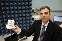 Professor Stavros Georgakopoulos with a prototype origami antenna In regard to uses for the technology Georgakopoulos said that it could potentially allow a soldier to carry a powerful antenna folded into his back pocket into combat Photo courtesy of FUI Professor Stavros Georgakopoulos with a prototype origami antenna In regard to uses for the technology Georgakopoulos said that it could potentially allow a soldier to carry a powerful antenna folded into his back pocket into combat Photo courtesy of FUI