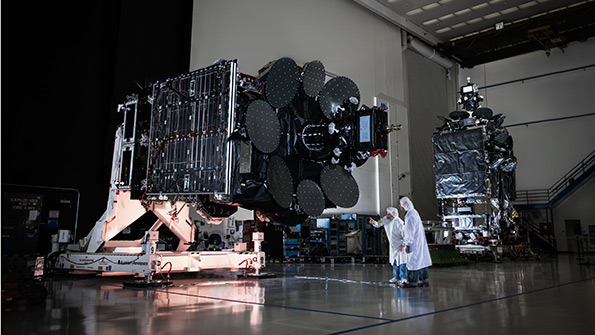 The fifthgeneration Global Xpress satellites operate in the Kaband to deliver highthroughput broadband access to remote areas pictured here in a Boeing facility Image courtesy of Inmarsat