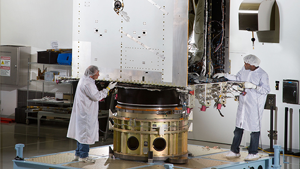 Built by Lockheed Martin the first GPS III space vehicle is now ready for testing in simulated harsh space environments Image courtesy of Lockheed Martin