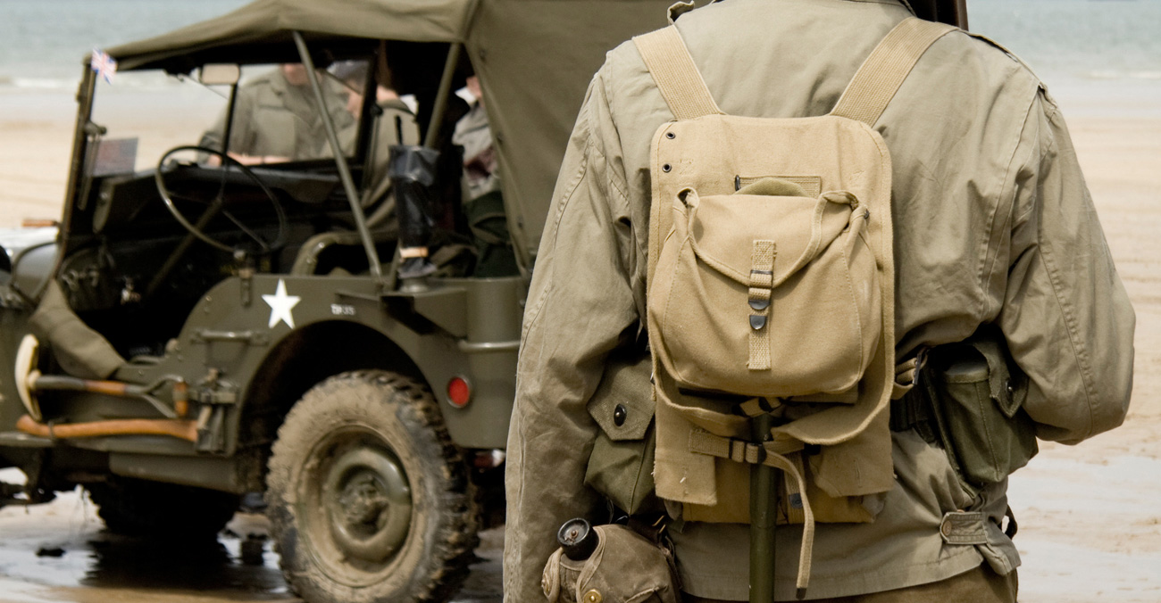Soldier and jeep