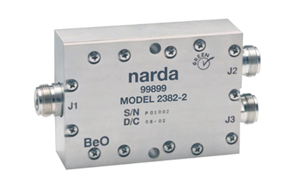 This is an example of a broadband twoway power divider suitable for splitting signals in test setups It spans 05 to 60 GHz and can handle as much as 250 W CW input power Photo courtesy of Narda Microwave East