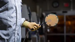 GaN and GaAs 6-in. diameter semiconductor wafers are part of a foundry that serves both military and commercial customers. (Courtesy of BAE Systems) GaN and GaAs 6-in. diameter semiconductor wafers are part of a foundry that serves both military and commercial customers. (Courtesy of BAE Systems)