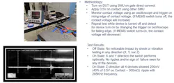 2. Extreme shock and vibration testing of MEMS RF switches shows no performance degradation during and after stress verification. These measurements exceed the requirements of IEC 60601/60068 standard and MIL-STD 810G/H stresses. 2. Extreme shock and vibration testing of MEMS RF switches shows no performance degradation during and after stress verification. These measurements exceed the requirements of IEC 60601/60068 standard and MIL-STD 810G/H stresses.