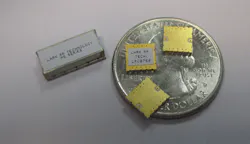 4. LCP materials are the basis for the SMT bandpass filter (right) through 40 GHz, which is a fraction of the size of a microstrip SMT filter (left). 4. LCP materials are the basis for the SMT bandpass filter (right) through 40 GHz, which is a fraction of the size of a microstrip SMT filter (left).