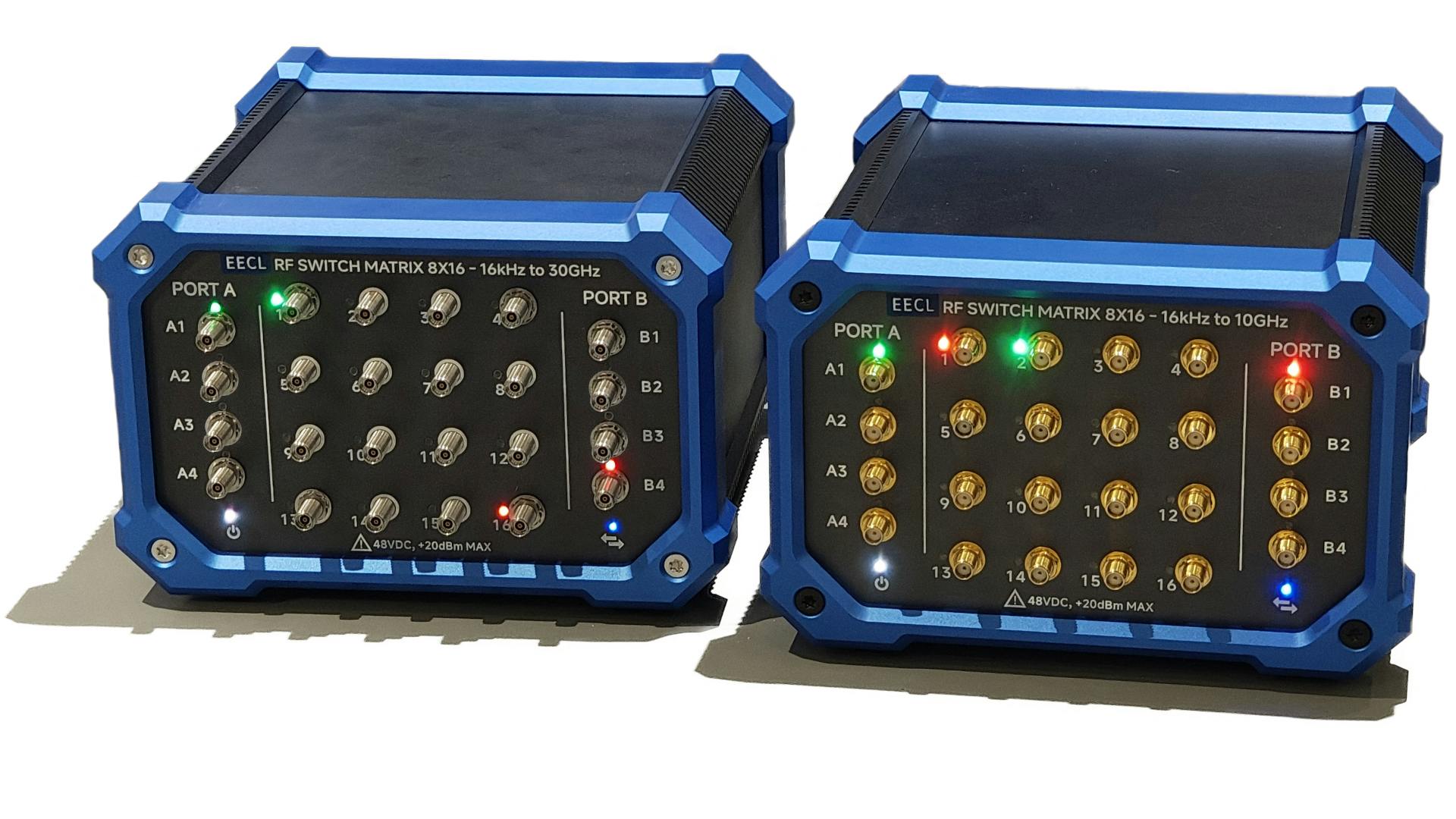 Full-crossbar, solid-state RF switch matrix