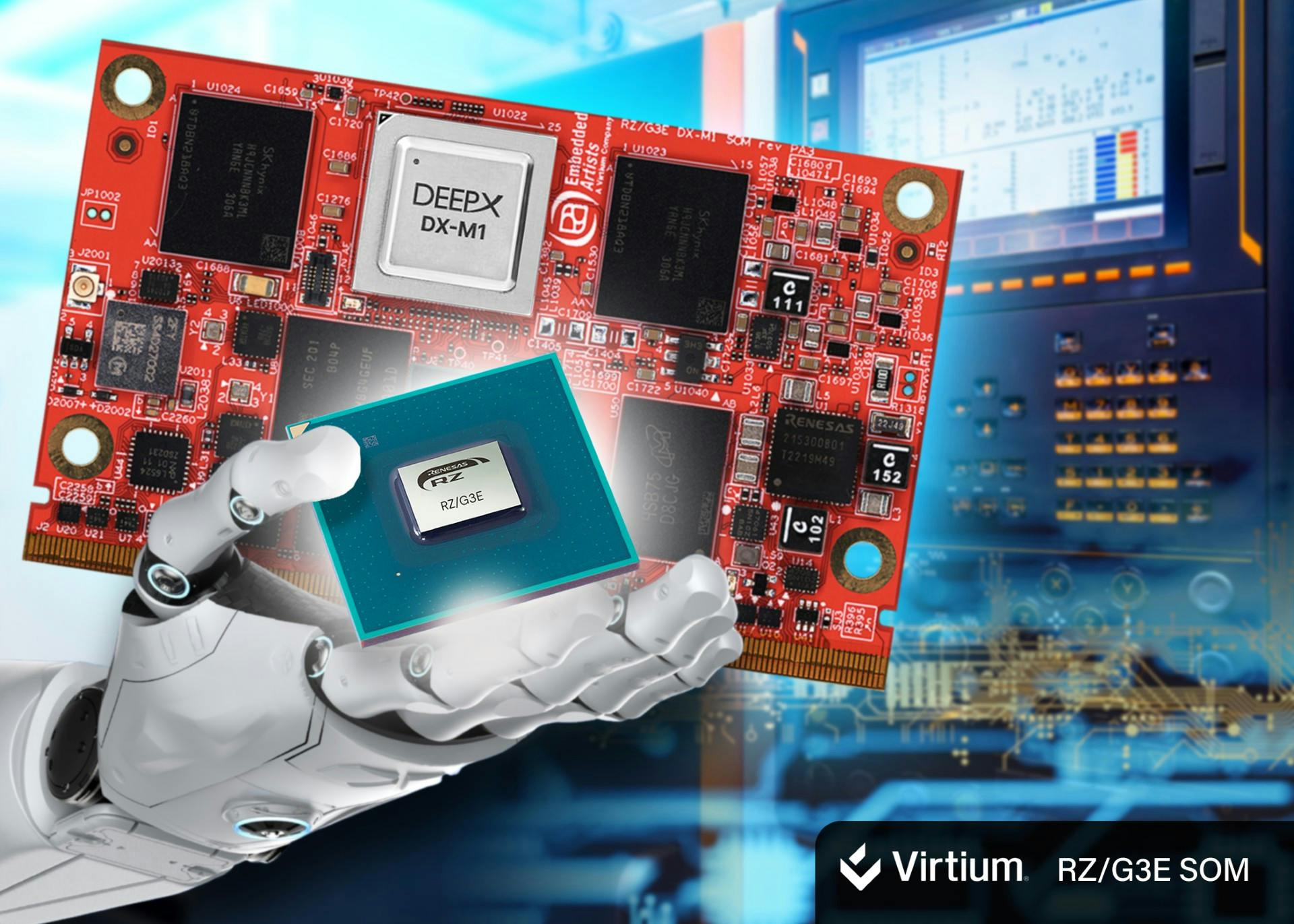 The RZ/G3E SOM from Virtium Embedded Artists provides dual HD display outputs, 3D graphics and high-speed connectivity backed by two options for local AI processing