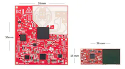 Radar sensor with antenna on PCB (left) is compared to an AoP radar sensor (right) Radar sensor with antenna on PCB (left) is compared to an AoP radar sensor (right)