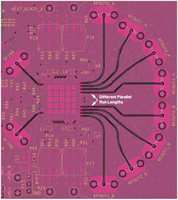 Fanout of eight RF outputs from a 2-channel device Fanout of eight RF outputs from a 2-channel device