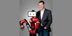 Jim Lawton with sawyer of rethink robotics Jim Lawton with sawyer of rethink robotics