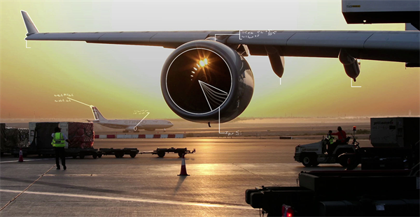 Airplane wing at airport