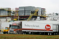 Tyson foods truck driving away from plant Tyson foods truck driving away from plant