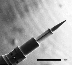 Laser turned part made of carbide with holes. Laser turned part made of carbide with holes.