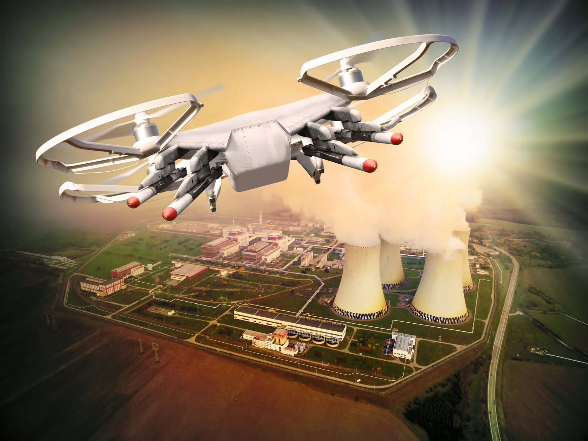 Drone attacking nuclear plant