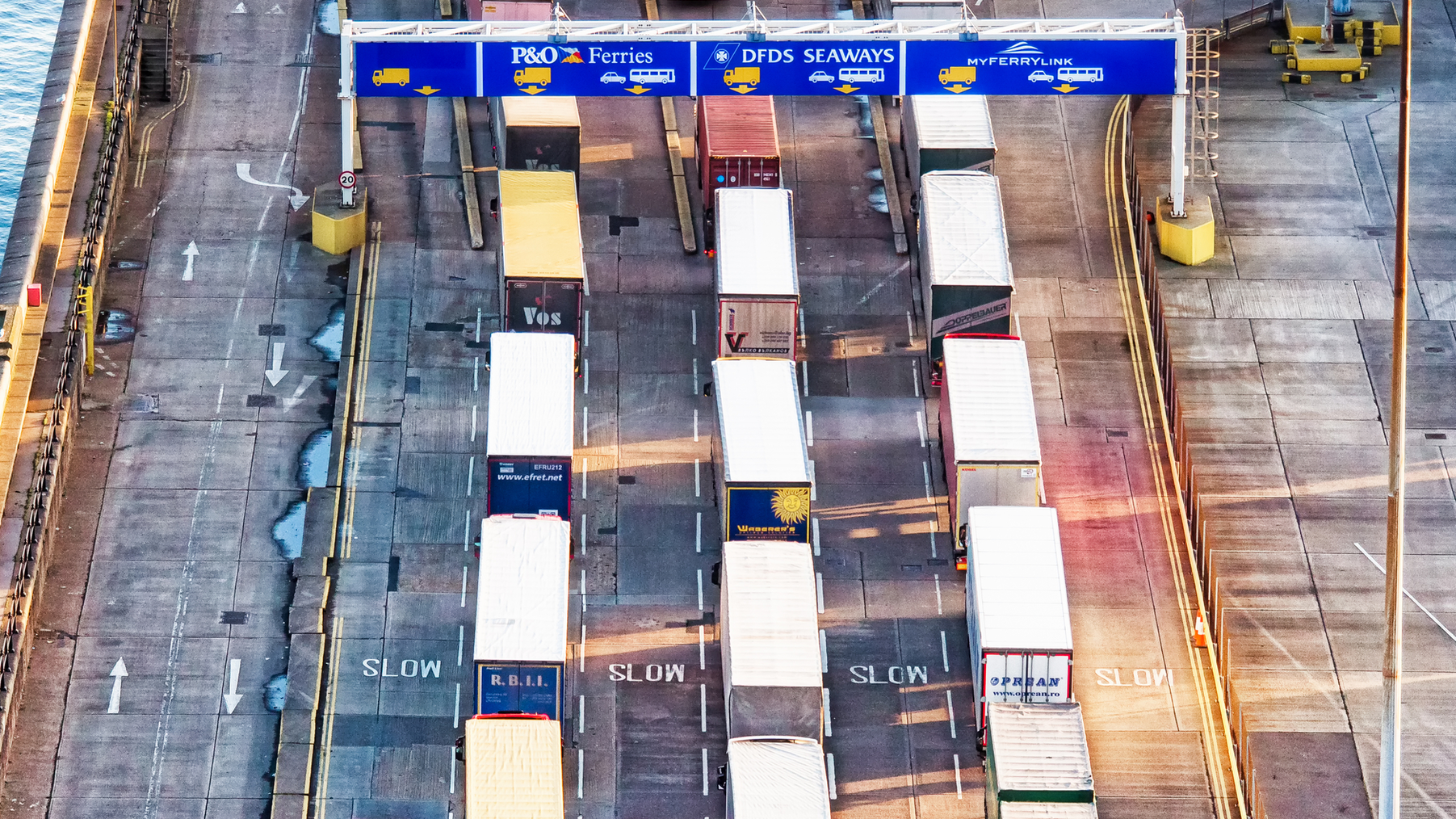 Trucks Waiting at Port