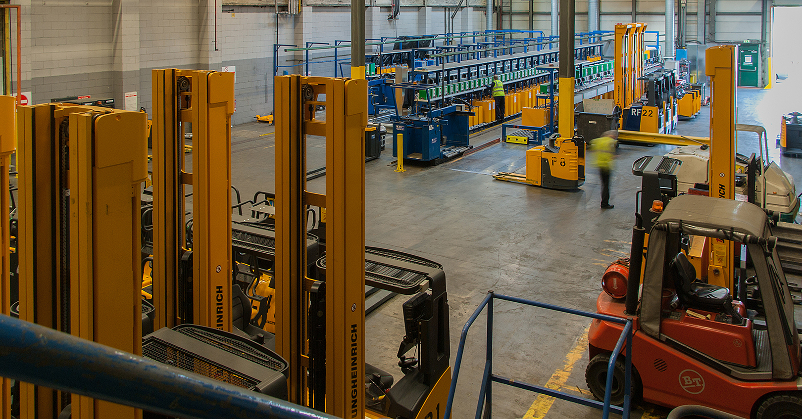 Forklift battery room in warehouse