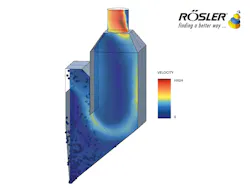 Analysis of the airflow, including solid particle discharge, in an air extraction box. Analysis of the airflow, including solid particle discharge, in an air extraction box.