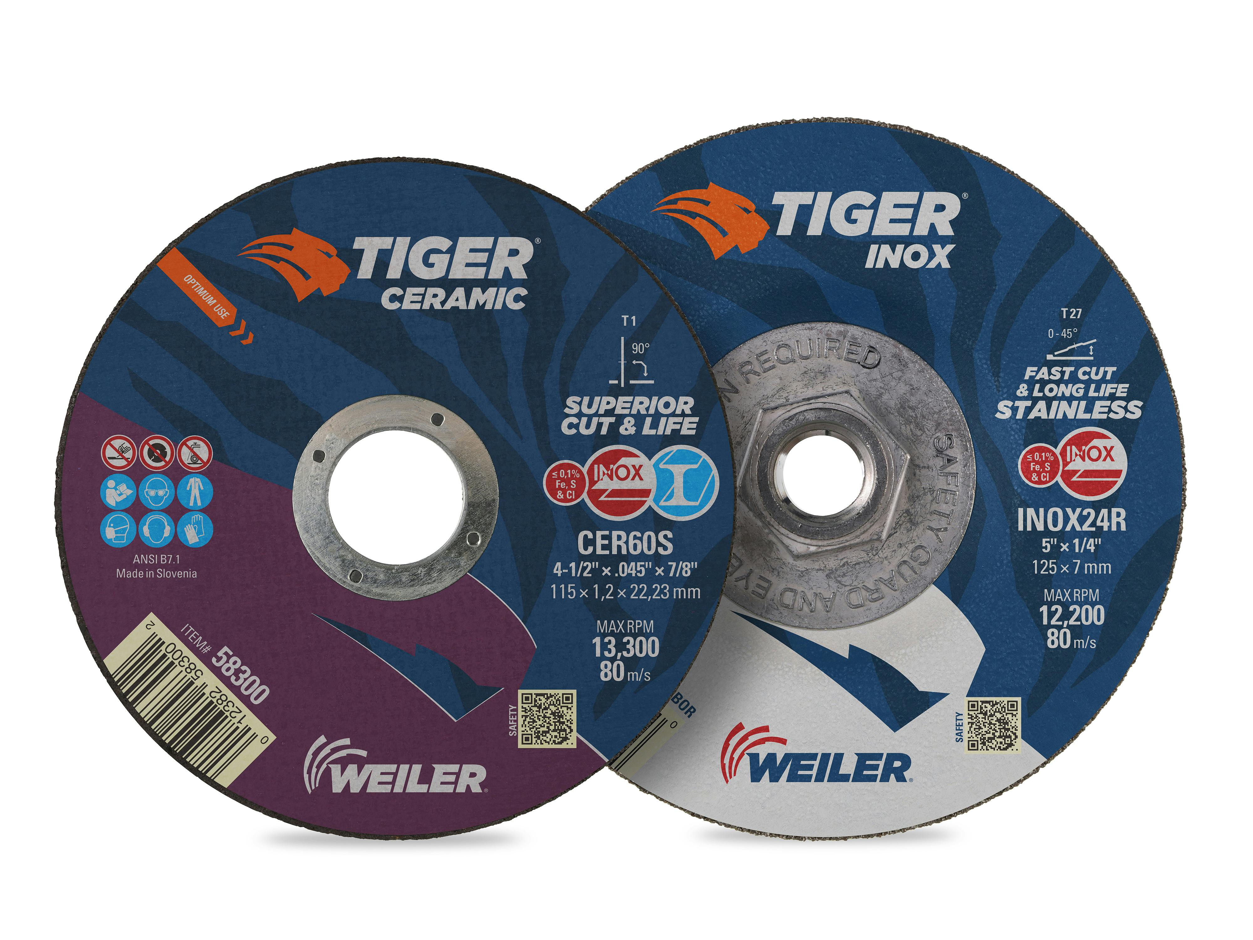 Weiler Abrasives Group Tiger 2.0 cutting, grinding and combination wheels