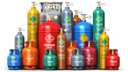 Set of different industrial liquefied gas containers Set of different industrial liquefied gas containers