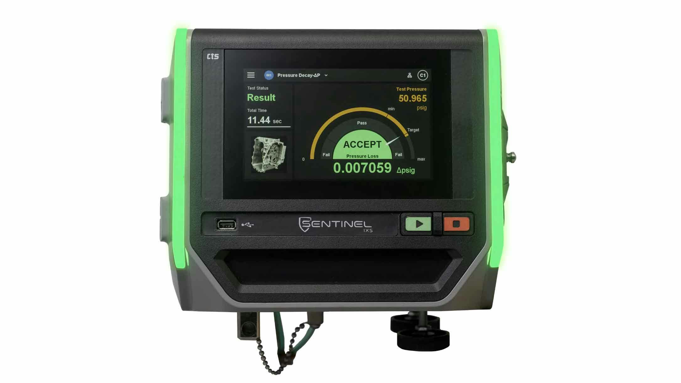 Cincinnati Test Systems Sentinel IX5 leak tester against a white background