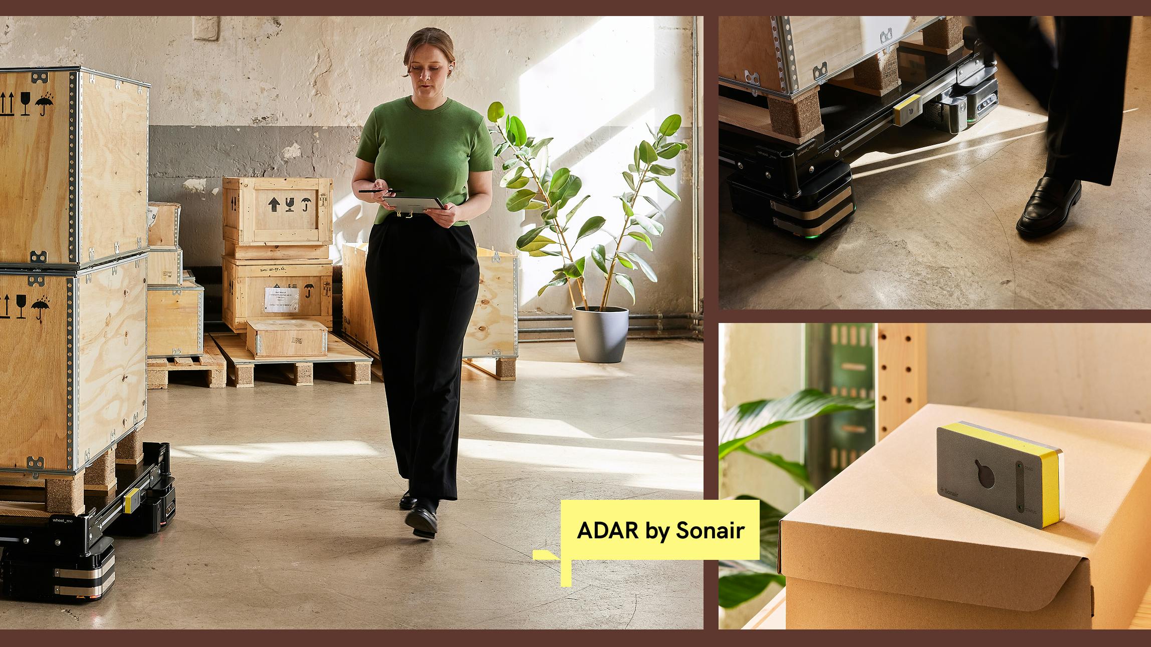 Sonair ADAR 3d ultrasonic sensor in use - collage