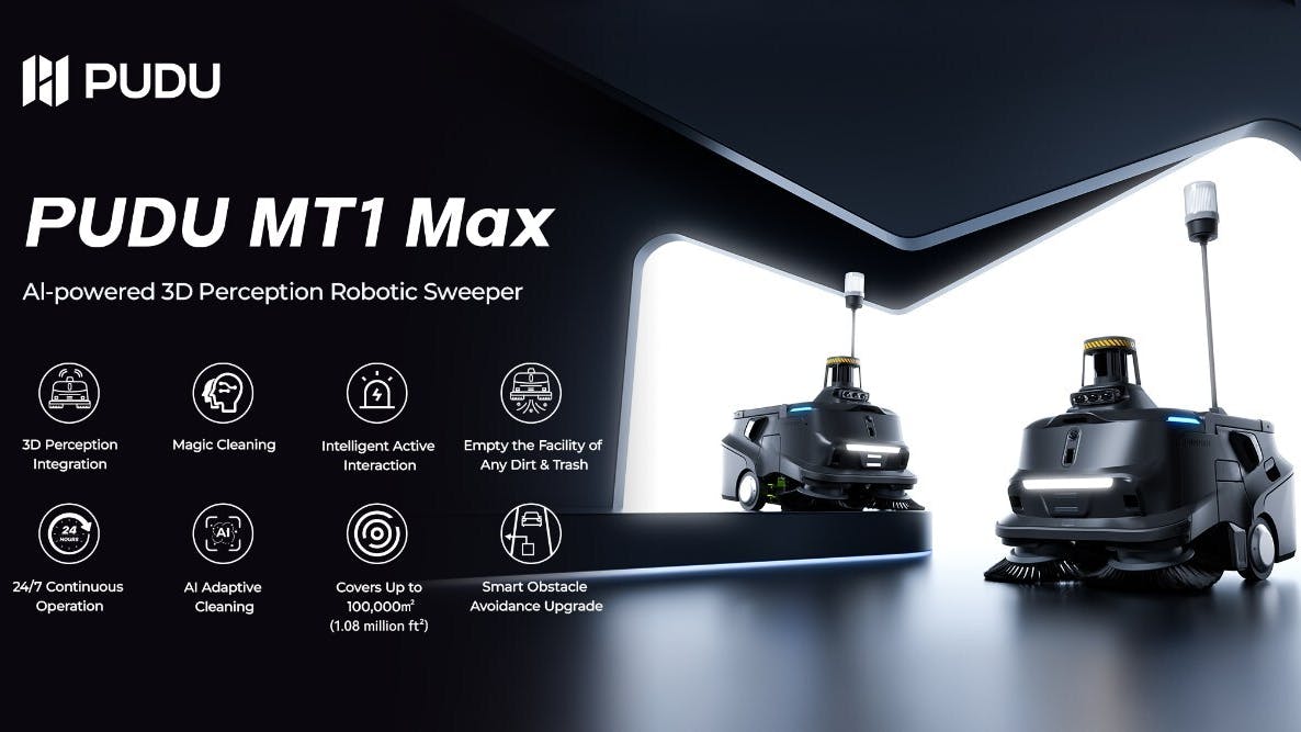 PUDU MT1 Max Robotic Sweeper Adds 3D Perception for Large Environments