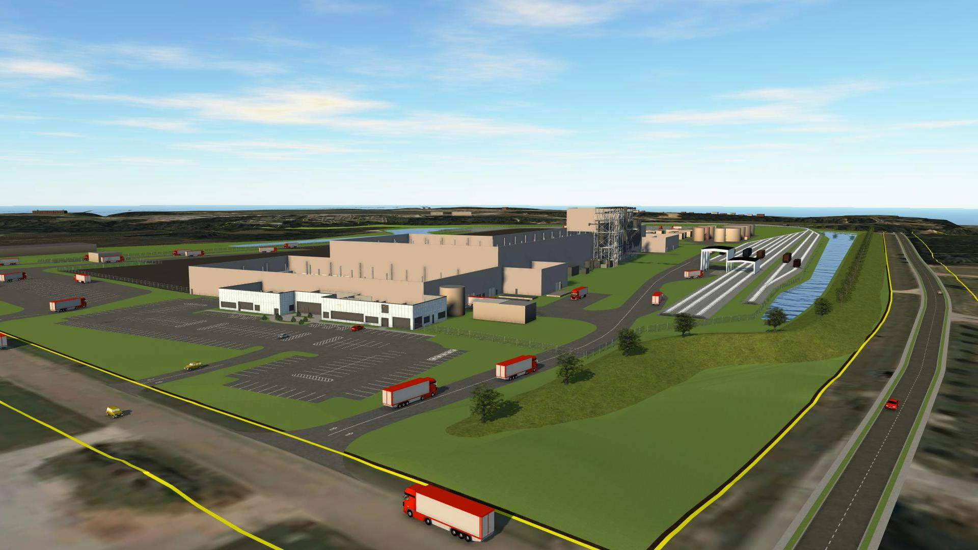 A rendering of Owens Corning's new Prattville, Alabama, shingle plant.