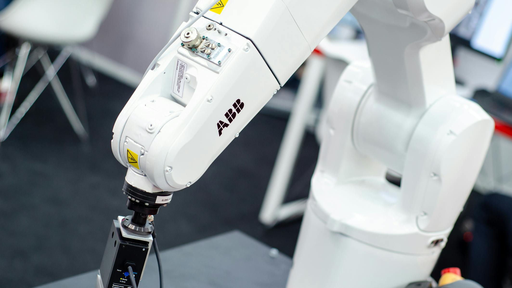 Close-up of ABB Robot Arm.