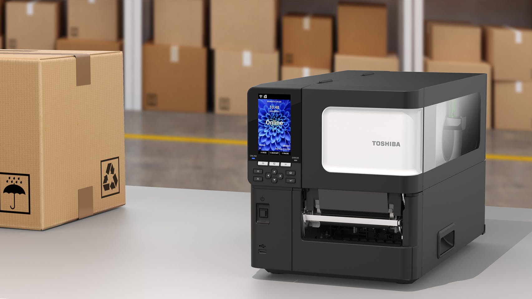 Toshiba BX420 series industrial printer.