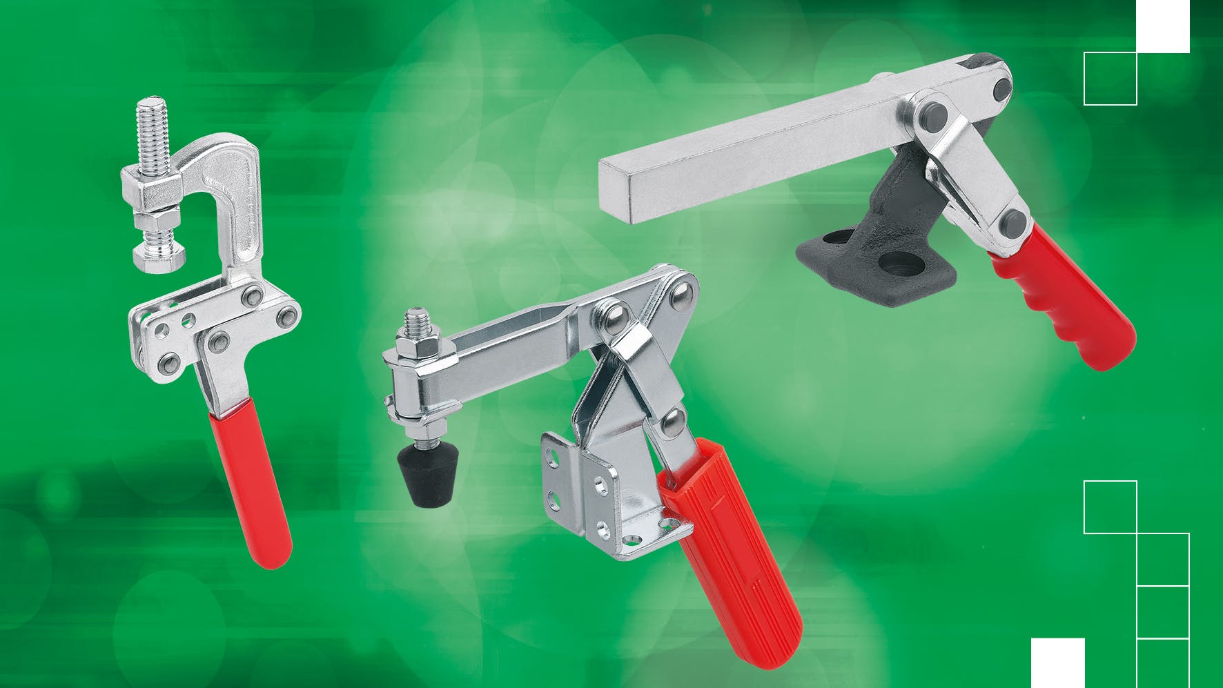 Toggle Clamps With Safety Latch and Pull-Action Quick-Release