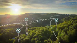 Three telecommunication towers connected by 3D graphic lines Three telecommunication towers connected by 3D graphic lines