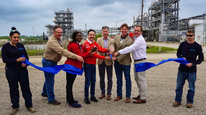 Pictured from Left to Right: Jennifer Ramirez (Sr. Inside Operator, Blue Tide), Matt Storm (SVP of Plant Operators, Blue Tide), Ade Ajala (CEO, Pennzoil-Quaker State Company and SVP, Shell Lubricants Americas), Jason Wong (EVP of Global Lubricants, Shell), Terence McHugh (CEO, Blue Tide), David Cecere (Partner, Tailwater Capital), Edward Herring (Co-Founder and Managing Partner, Tailwater Capital), and Jake Sessions (Outside Operator, Blue Tide)
