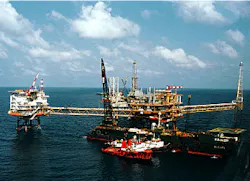 The Yadana production complex, through Phase 1, consists of four bridge-linked platforms for gas production, treatment, and personnel accommodations, and one remote wellhead platform. The Yadana production complex, through Phase 1, consists of four bridge-linked platforms for gas production, treatment, and personnel accommodations, and one remote wellhead platform.