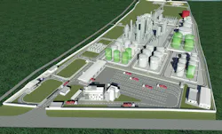 Computer generated aerial view of refinery in Obunagha-Gbarain, Yenagoa, Bayelsa State, Nigeria. Computer generated aerial view of refinery in Obunagha-Gbarain, Yenagoa, Bayelsa State, Nigeria.