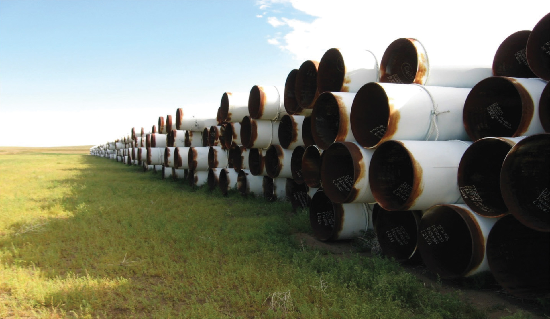 TC Energy stored Keystone XL pipe at a variety of sites, including this stockpile at Piapot, Sask. (Fig. 1).