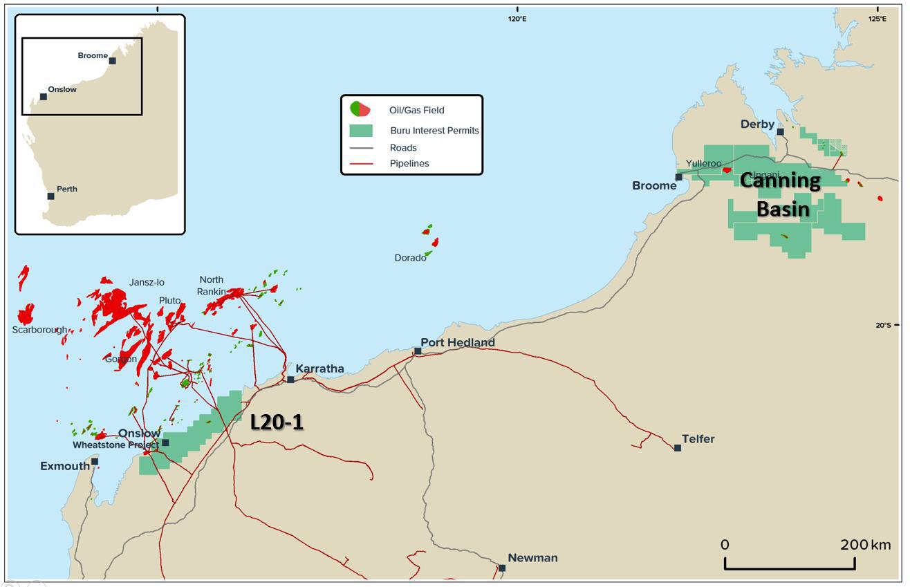Block L20-1, onshore Carnarvon basin, Western Australia.