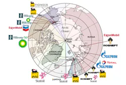 A map of the Arctic (within dotted line) shows IOC activity across the region. IOC participation with Russian NOC’s is delineated in the Russian zone (Fig. 3). A map of the Arctic (within dotted line) shows IOC activity across the region. IOC participation with Russian NOC’s is delineated in the Russian zone (Fig. 3).