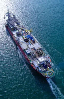 The Tortue development consists of six production wells, tied back to the BW Adolo FPSO, shown here. The Tortue development consists of six production wells, tied back to the BW Adolo FPSO, shown here.