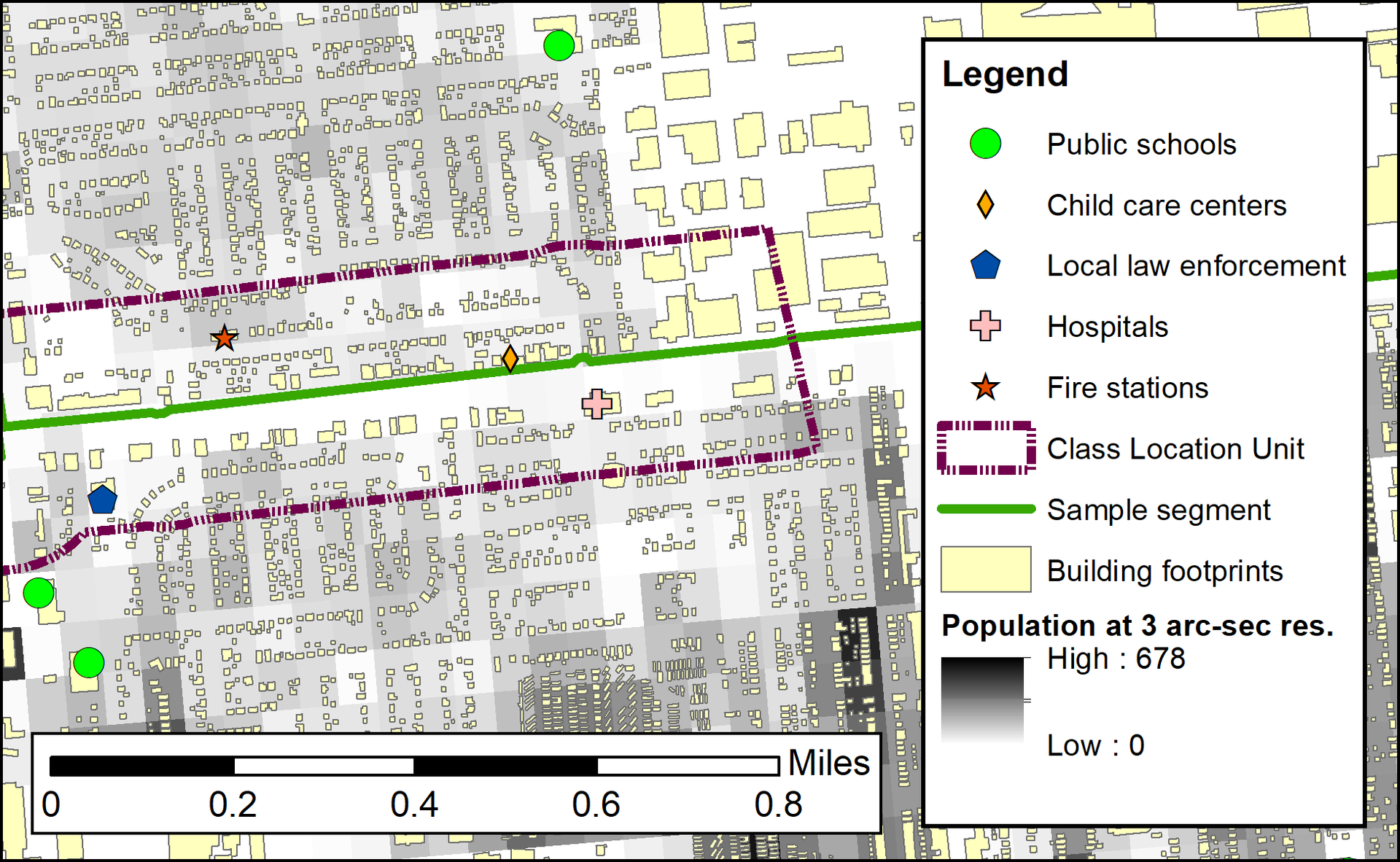 An example analysis of a sample pipeline segment quantifies building footprints, critical infrastructure, and nighttime population within its location class (Fig. 1).