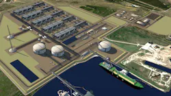 Artist's rendering of Tellurian's Driftwood LNG export plant. Artist's rendering of Tellurian's Driftwood LNG export plant.