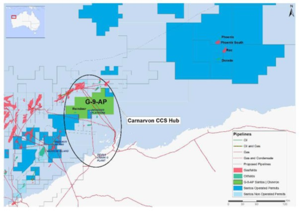 Santos CCS permit map offshore Western Australia.