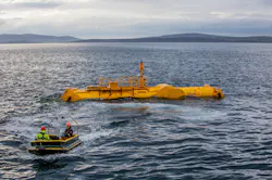 An offshore full-scale WEC unit is undergoing sea trials in Orkney, Scotland (Fig. 5). An offshore full-scale WEC unit is undergoing sea trials in Orkney, Scotland (Fig. 5).