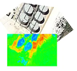 Aerial HSI revealed a spill that had remained undetected optically at a small tank battery used as part of a West Texas gathering system (Fig. 8). Aerial HSI revealed a spill that had remained undetected optically at a small tank battery used as part of a West Texas gathering system (Fig. 8).